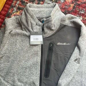 NWT Eddie Bauer long sleeve 1/4 zip flees gray pullover size L